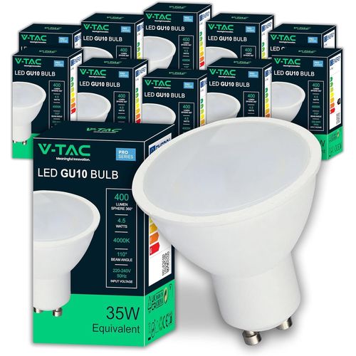 10x Ampoules Led Gu10-4,5w (Équivalent 35w) - 400 Lumen - Spot Led Gu10 Pour Une Efficacité Maximale Et Une Économie D'énergie - Blanc Froid 6500k