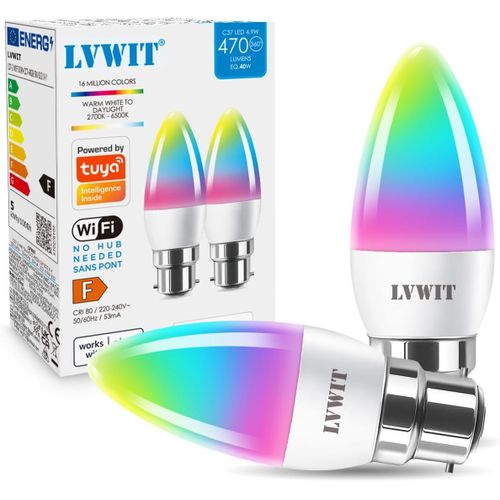 B22 Ampoule Connectée Alexa, 12w Smart A70 Ampoule Led Avec Wifi 1521lm, Compatible Avec Alexa Et Google Assistant,Remplace 100w Ampoule Incandescent, Lot De 2