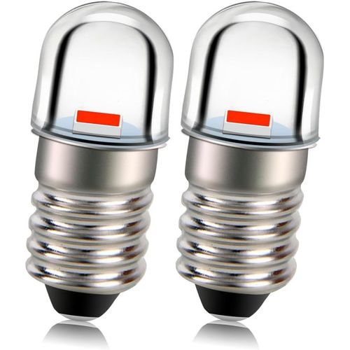 Ampoule Led E10 12v Jaune 2525 1smd Chip 100lm Remplacement D'ampoule Led Pour Flashlights Torche Lumière Terre Négative Paquet De 2