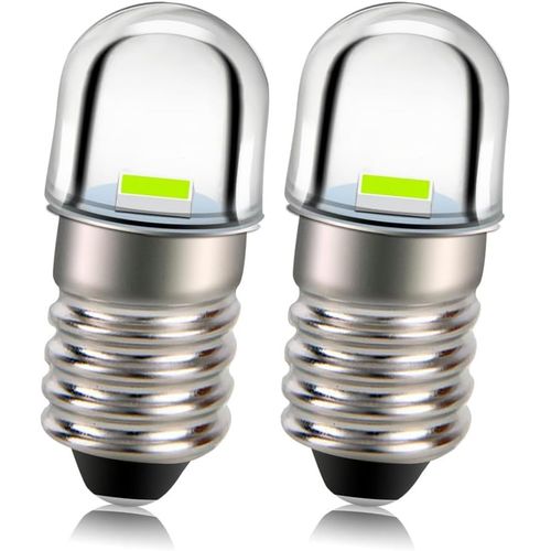 Ampoule Led E10 12v Jaune 2525 1smd Chip 100lm Remplacement D'ampoule Led Pour Flashlights Torche Lumière Terre Négative Paquet De 2