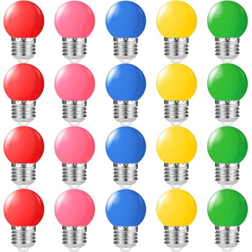 40 pièces LED E27 1W, E27 vis culot 1W ampoule Globe lampe pour décoration de fête de vacances,lampe pour guirlande lumineuse, AC 220V,Blanc chaud 2700K
