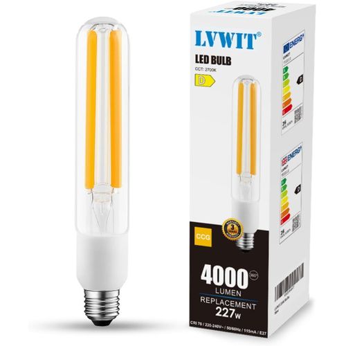 Ampoule Led 26w, Ampoule Filament T38 E27 Vintage Edison, Blanc Chaud 2700k, Incandescence Equivalentes 70w, 4000lm, Convient Aux Hangars, Entrepôts, Gymnases