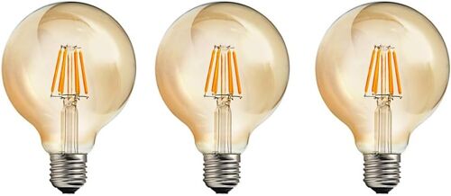 Lampes Ampoules A Globe Grosse Moyen Led Edison E27 G80 5w Blanc Chaud 3000k Eclairage Omnidirectionnel Remplace Ampoule Incandescente 50w, Lot De 3