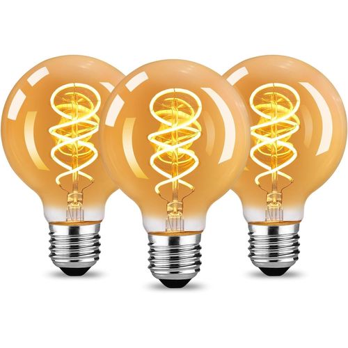 Ampoule Led E27 Vintage Edison - 4w Blanc Chaud 2200k Ampoule Led Rétro Filament Décorative Verre Ambré Bulb Intérieur Non-Dimmable, Equivalent À Ampoule Incandescente 40w, Lot De 6 (A60)
