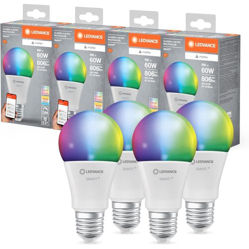 Smart+ Matt Led Lampe, White Frost Optics, 14w, 1521lm, Forme De Lampe À Incandescence Classique Avec E27, Couleur Lumière Et Lumière Blanche, Avec Vocal Control, Jusqu'à 20 000 Hrs, 1-Pack