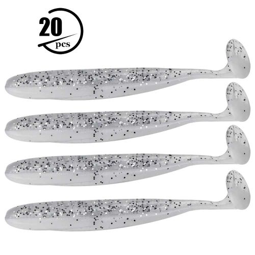 20 PièCes 7.5 Cm Leurres De PêChe En Plastique Souple T Queue Grub Ver AppâTs Poisson MatéRiel Accessoire (Blanc)