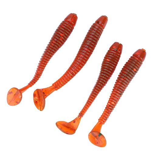 50 PièCes 5 Cm Leurres De PêChe En Plastique Souple T Queue Grub Ver AppâTs Poisson Attirail Accessoire Rouge
