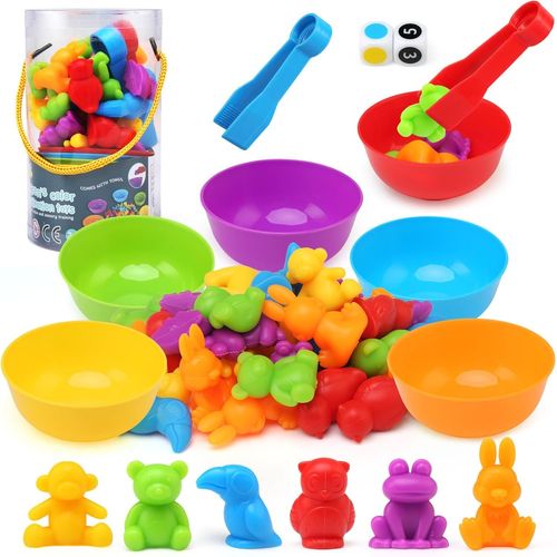 ChenQuanSarl-Jeux Montessori 2 3 4 5 Ans, Jouets Pour Comptage Et Tri Numéros Compter Les Jouet Avec Gobelets, Dés Et Pinces Pour Apprendre À Compter Les Couleurs Motricité Fine, Jeux Montessori