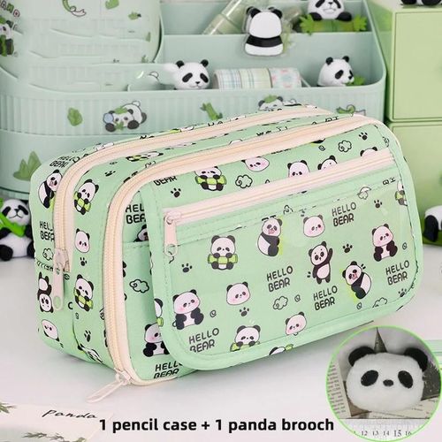 Trousse À Crayons Kawaii Pour Garçons Et Filles,Boîte De Papeterie Pour Étudiants,Sac De Rangement De Papeterie Translucide À Motif Capybara À 9 Compartiments.Green A.