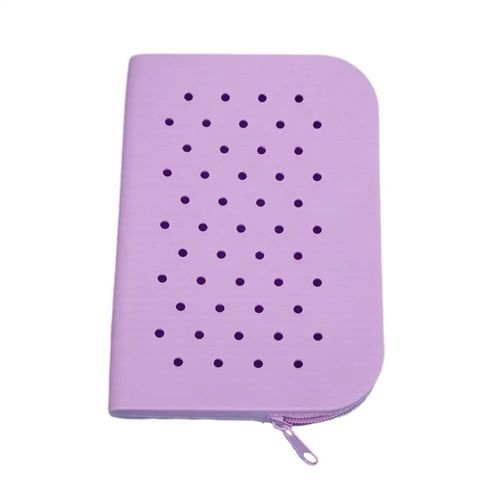 QCYL-Trousse à Crayons en Silicone Souple avec Trous,Sac de Rangement de Maquillage avec Fermeture Éclair,Grande Capacité,Cadeau pour Enfant,Pure Purple L