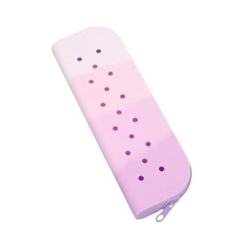 QCYL-Trousse à Crayons en Silicone Souple avec Trous,Sac de Rangement de Maquillage avec Fermeture Éclair,Grande Capacité,Cadeau pour Enfant,Rainbow Purple S