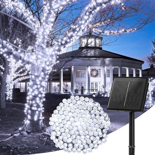 Wisdom Line Guirlande Lumineuse Solaire D'extérieur, 23m 200 Led, 8 Modes D'éclairage, Étanche, Blanc Chaud