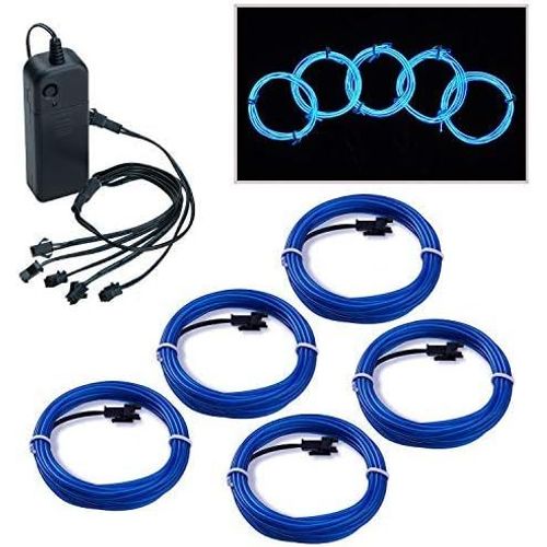 Guirlande Lumineuse Led, 5 * 1 M Neon Flexible Lumineux Décoration À Piles Pour Fête/Noël/Anniversaire/Soirée/Mariage, 3 Modes Éclairage Avec Télécommande