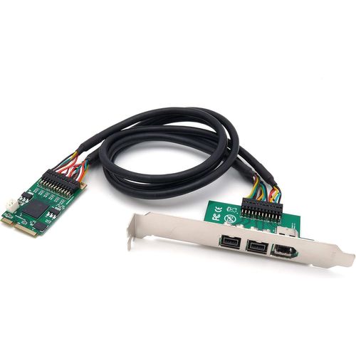 ChenQuanSarl-Carte Controleur Mini Pci Express Firewire 800 Et 400-1 Port Ieee1394A Et 2 Ports Ieee1394B - Chipset Ti Texas Instruments - Equerre High Et Low Profile