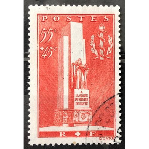 Service Santé Militaire - Monument 55c+45c (Superbe N° 395) Obl - France Année 1938 - Brn83 - N21718
