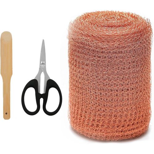ChenQuanSarl-Rouleau De Maille De Cuivre 9M X 12.7Cm, Grillage, Filet De Protection Anti Limaces Et Escargots, Découpable Grillage Souple, Grillage Fine Maille¿Incl. 1X C aux Et 1X Presse-Étoupe¿