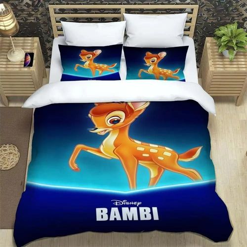 Ensemble De Housse De Couette Bambi, Ensemble De Literie À Imprime Dessin Anime, Cadeaux De Decoration De Chambre À Coucher Pour La Maison, Housse De Couette Et Taie D'oreiller Pour Enfants.