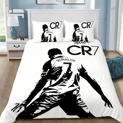 Housse De Couette Taie D'oreiller Ensemble De Literie Football Cr7 Adulte Garcon Fille Chambre Decoration Enfants Simple Double Grande Taille