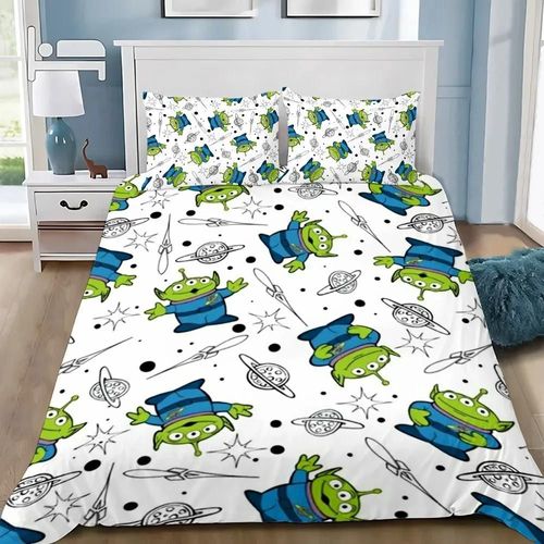Housse De Couette Taie D'oreiller Ensemble De Literie Dessin Anime Alien Buzz Adulte Garcon Fille Chambre Decoration Enfants Cadeau Simple Double Grande Taille