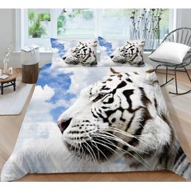 Parure De Lit Motif Tigre 3d Avec Housse De Couette Et Taie D'oreiller Pour Lit Queen Size Et King Size