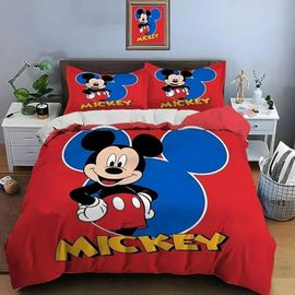 Housse De Couette Mickey Mouse En Microfibre, Cadeau D'anniversaire Pour Enfants Avec Fermeture Éclair, Decoration De Chambre Pour Adolescents Et Adultes