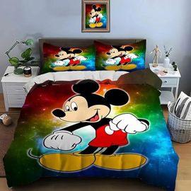 Housse De Couette Mickey Mouse En Microfibre, Cadeau D'anniversaire Pour Enfants Avec Fermeture Éclair, Decoration De Chambre Pour Adolescents Et Adultes