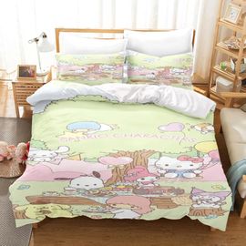 Housse De Couette Cinnamoroll, Parure De Lit Pour Enfants, Taille Queen Size, Parure De Lit Pour Deux Personnes, Jolie Housse De Couette Imprimee De Dessin Anime