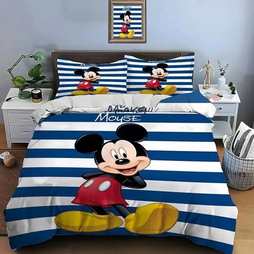 Housse De Couette Mickey Mouse En Microfibre, Cadeau D'anniversaire Pour Enfants Avec Fermeture Éclair, Decoration De Chambre Pour Adolescents Et Adultes