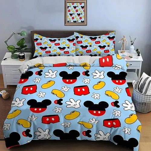 Housse De Couette Mickey Mouse En Microfibre, Cadeau D'anniversaire Pour Enfants Avec Fermeture Éclair, Decoration De Chambre Pour Adolescents Et Adultes