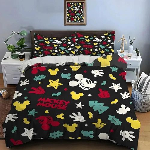 Housse De Couette Mickey Mouse En Microfibre, Cadeau D'anniversaire Pour Enfants Avec Fermeture Éclair, Decoration De Chambre Pour Adolescents Et Adultes
