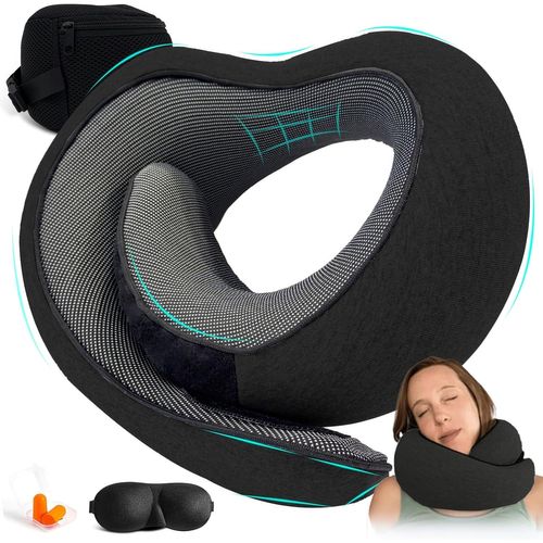 Nomadike Oreiller De Voyage,Oreiller De Voyage Avion,Mousse À Mémoire De Forme 100% Pure Pour Un Confort Ergonomique Ultime,Idéal Pour Voyager En Avion,En Voiture.[Z51]