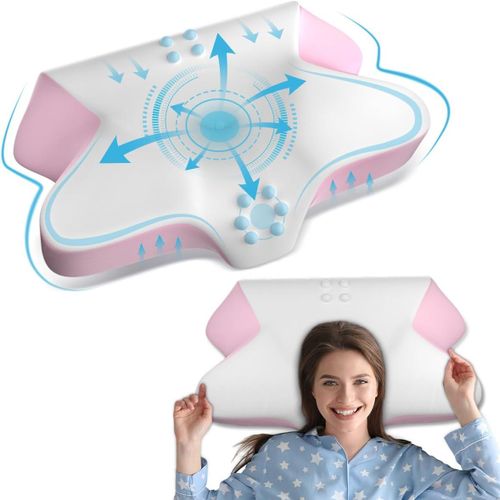 Oreiller Ergonomique Avec Housse En Soie Glacée,Oreiller Cervical Douleur-Mousse À Mémoire,Hauteurs Ajustables,Pour Dormeurs Côté,Dos,Ventre