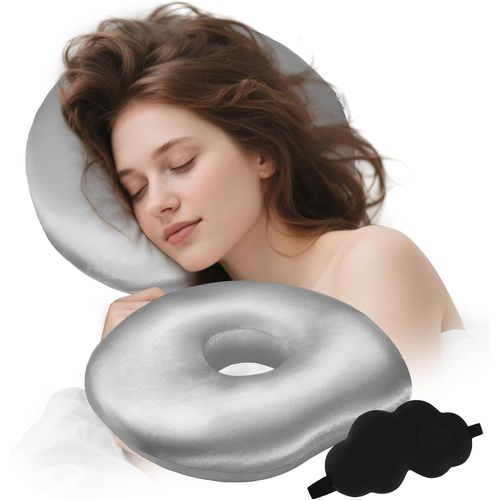 Trahoo-Oreiller Avec Trou | Coussin Piercing Pour Soulager La Douleur De L'oreille | Oreiller D'oreille | Oreiller Beignet Avec Rembourrage Réglable | Anneau De Couchage Pour Dormeurs Latéraux (Gris)