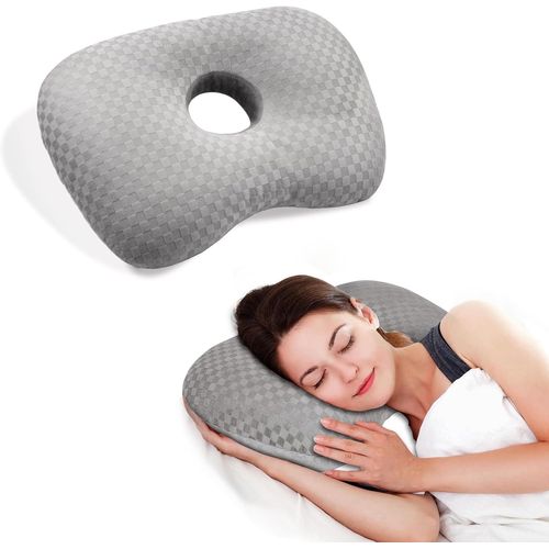 Trahoo-Oreillers De Piercing Cnh Avec Un Trou D'oreille - Soulage La Douleur Des Oreilles Pour Les Oreilles Latérales Et Le Soulagement De La Douleur - Inflammation Des Oreilles - Gris