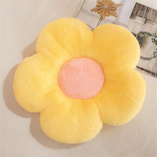 Coussin En Peluche En Forme De Fleur Mignonne-Décoration De Chambre,Lecture-Coussin De Sol Pour Regarder La Voiture,La Télévision,Le Canapé,La Chaise De Voiture (50 X 50 Cm,Jaune)