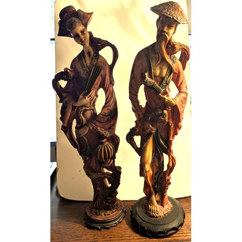 Lot de 2 Statuettes Chinoises vintage en résine