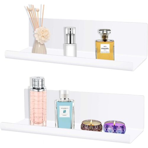 KALANKA-2pcs étagère Murale sans perçage, matériau Acrylique, étagère Murale de décoration de la Maison, adaptée à la Cuisine, à la Salle de Bain, au Bureau, au Salon, Blanc