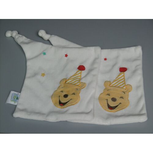 Doudou Winnie L'ourson Plat Jaune Blanc Chapeau Lot De 2 Disney Baby