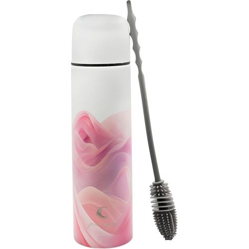 SUBZONAL-Thermos café isotherme 500ml rose poudrée ¿ Thermo inox sans BPA avec tasse & brosse ¿ Étanche double paroi chaud/froid ¿ Idéal pour thé, bureau, sport, voyage ¿ Design élégant PIMPO