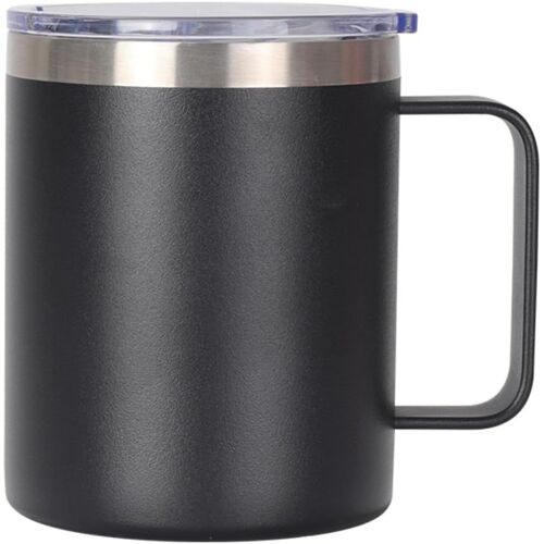 Kalanka-Tasse À Café De 355 Ml Avec Poignée, Double Paroi Isotherme En Acier Inoxydable Pour Garder Au Chaud Et Au Froid (Noir)