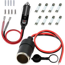 4 Adaptateurs Mâles Allume-Cigare 12V/24V Avec Fusible 8A - Pour Voiture Camion Moto - En Cuivre Rouge