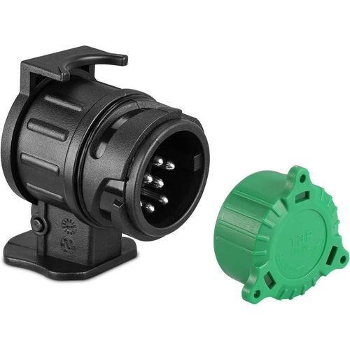 Adaptateur Prise Remorque 13 Broches Vers 7 Broches,Connecteur Fiche Attelage Voiture Pour Porte-Vélo Remorque,Avec Bouchon De Protection Vert,Adaptateur Attelage 13 Vers 7 Broches(Sk7131)