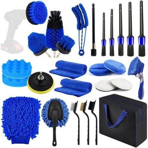Kit De Nettoyage Intérieur De Voiture De 27 Pièces Avec Brosses