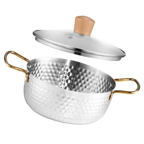 Marmite à ramen avec couvercle, petite marmite à nouilles et à soupe avec double poignée pour cuisinières à induction, résistante aux hautes températures et facile à nettoyer