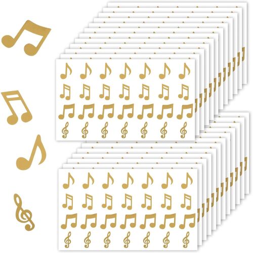672pcs Autocollants De Notes De Musique,4 Modèles Notes De Musique Étanches Autocollants Notes Musique Autocollants Décoration Parfaite Enveloppe Carnet Carte Voux(Or)