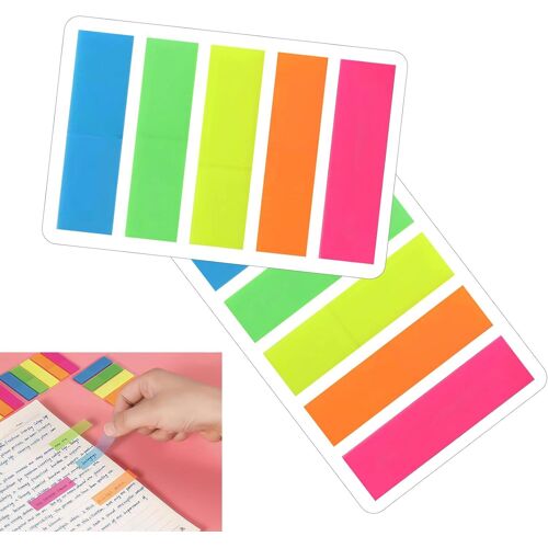 200 Pièces Marque Page Adhesives Notes, Translucides Marqueur De Page, Étiquettes Séparateur Inscriptibles, 45 X 12 Mm, Pour Les Marques De Lecture, Les Notes Et Ainsi De Suite (5 Couleurs)