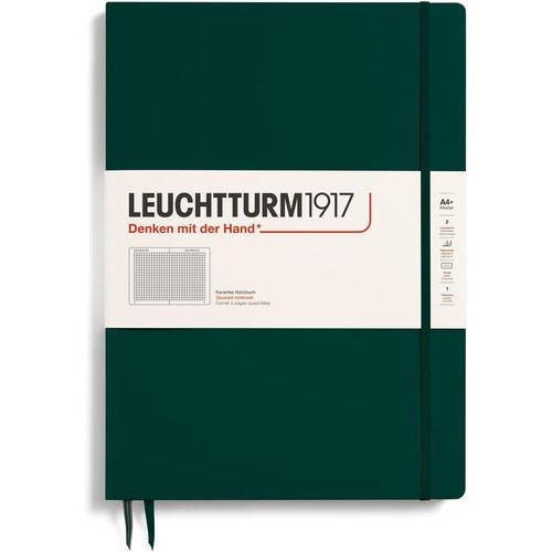 Patq-370274 Carnet Master Slim (A4+), Couverture Rigide, 123 Pages Numérotées, Forest Green, Quadrillé