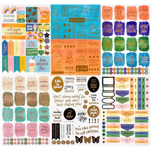 Notes De Motivation Autocollantes Pour Tableau D'affichage (270 Pièces,6 Feuilles)|Thème Sur La Fixation D'objectifs,Feuille En Or,Format A5 Pour Album Et Journal Intime