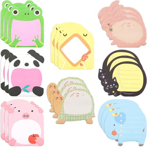 24 Pièces Sticky Notes,Notes Autocollantes 8 Animaux Au Choix,Feuillets Autocollants 8 × 5.4 Cm,Notes Autocollantes Kawaii 20 Feuilles Par Livre Pour Notes Réfrigérateur,Enfants