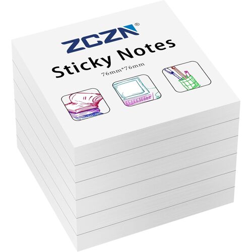 Feuillets Autocollantes 480 Feuillets De 76x76mm,80 Feuillets Par Blocs Notes Autocollantes Convient Aux Mémos,Messages,Rappele-Blanc